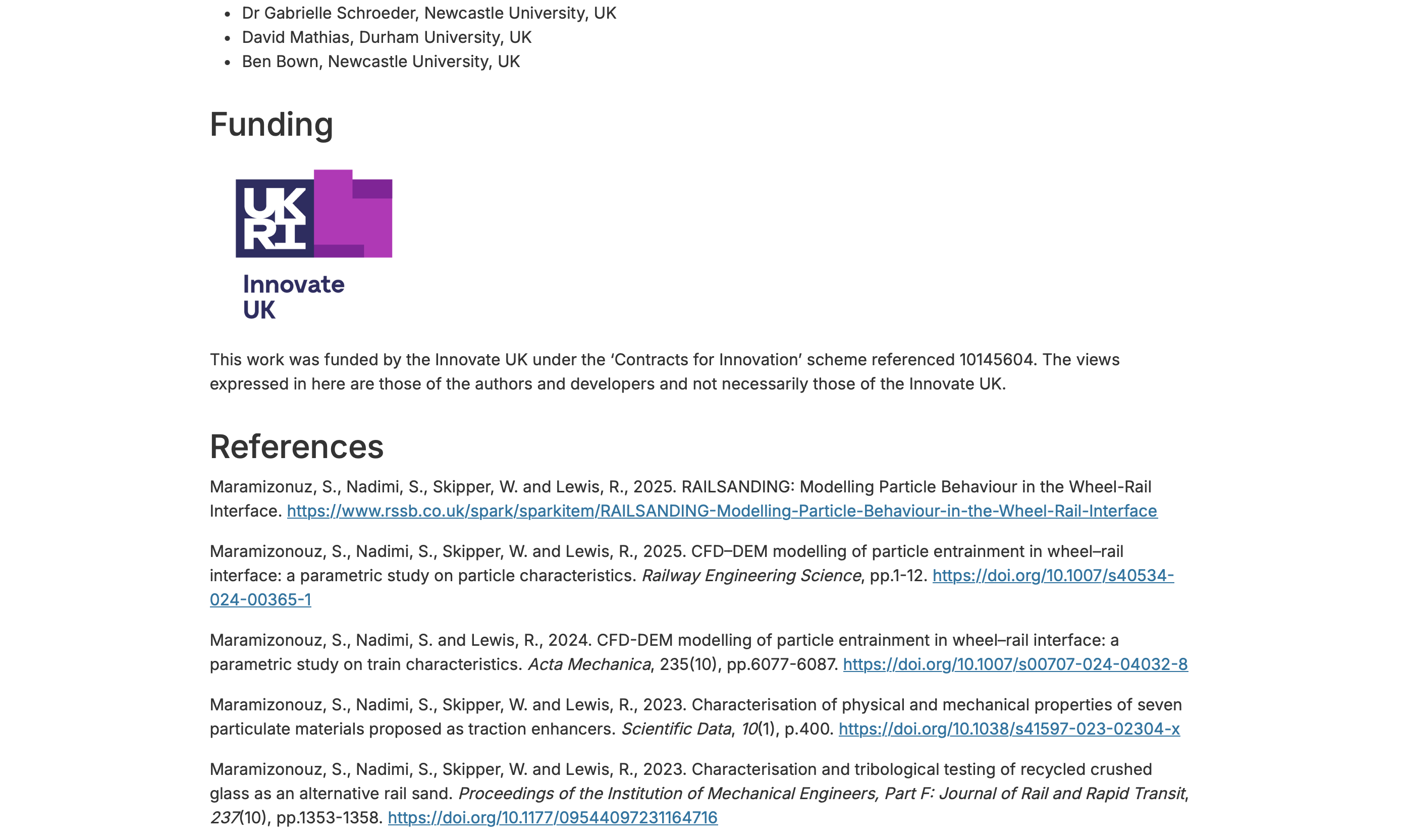 Additional text from the 'About' page of the PRISM application with information about funding and references.